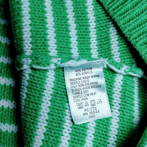 Izod green and white striped pullover sweater - Picture 4 of 5